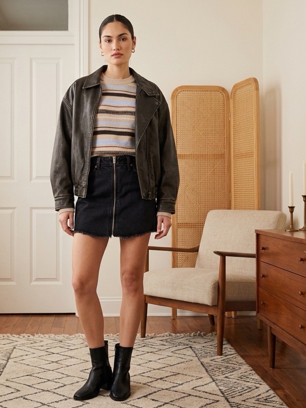 Abercrombie & Fitch Zoey Vintage A-Line Black Denim Mini Skirt 24/ 00